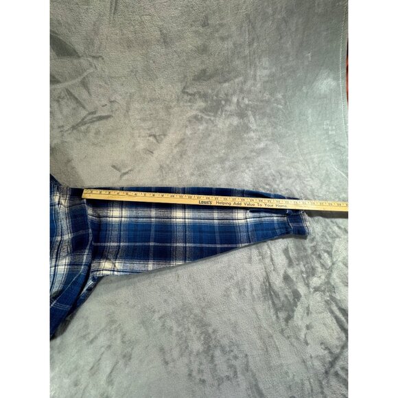 OshKosh Shirt Men's Large Blue and white Plaid Long Sleeve Flannel Shirt - Picture 7 of 14